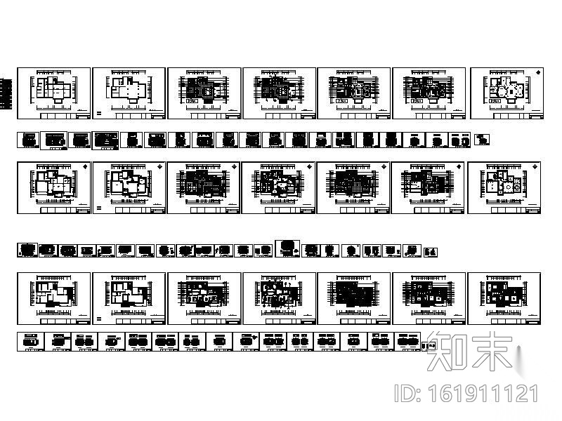 中式风格豪宅装修施工图cad施工图下载【ID:161911121】