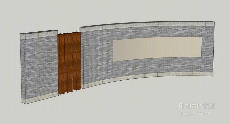 现代弧形景墙SU模型下载【ID:76576005】