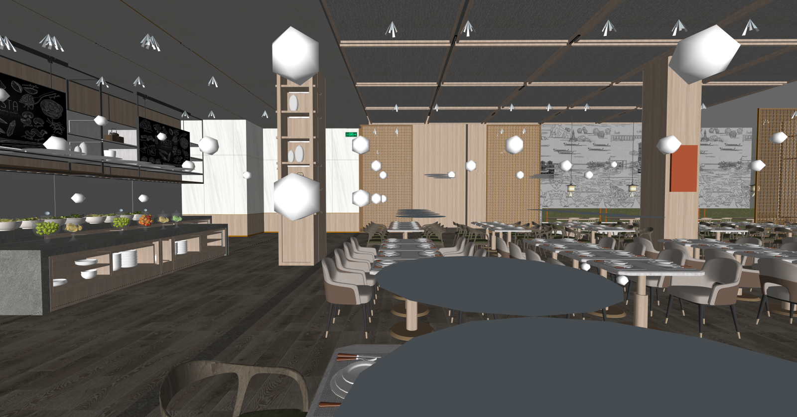 新中式酒店餐厅SU模型下载【ID:1216028020】