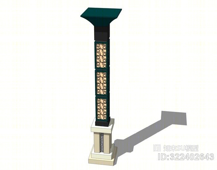 中式景观灯柱SU模型下载【ID:322402643】