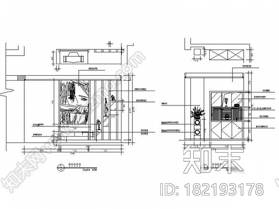 南亚风二居室装修图cad施工图下载【ID:182193178】