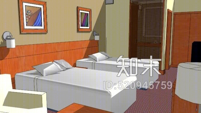 酒店房间SU模型下载【ID:520945759】