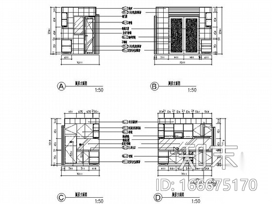 [广东]名城小区现代风格三居室样板间室内设计装修施工图cad施工图下载【ID:166675170】