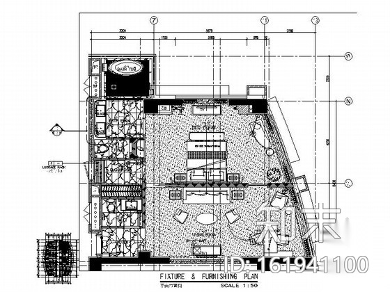 [江苏]高档商务酒店套房室内装修施工图（含效果）cad施工图下载【ID:161941100】