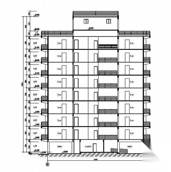 [广州]某大学九层教师公寓建筑结构施工图cad施工图下载【ID:165394158】