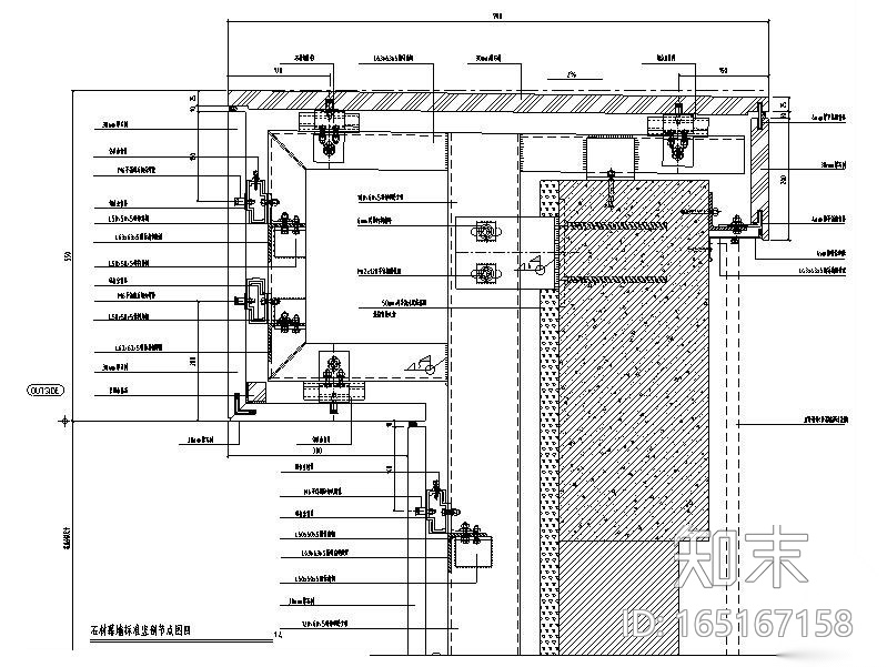 12层银行办公楼石材及玻璃幕墙施工图2013cad施工图下载【ID:165167158】