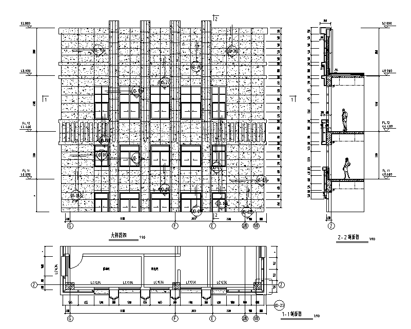 12层银行办公楼石材及玻璃幕墙施工图2013cad施工图下载【ID:165167158】