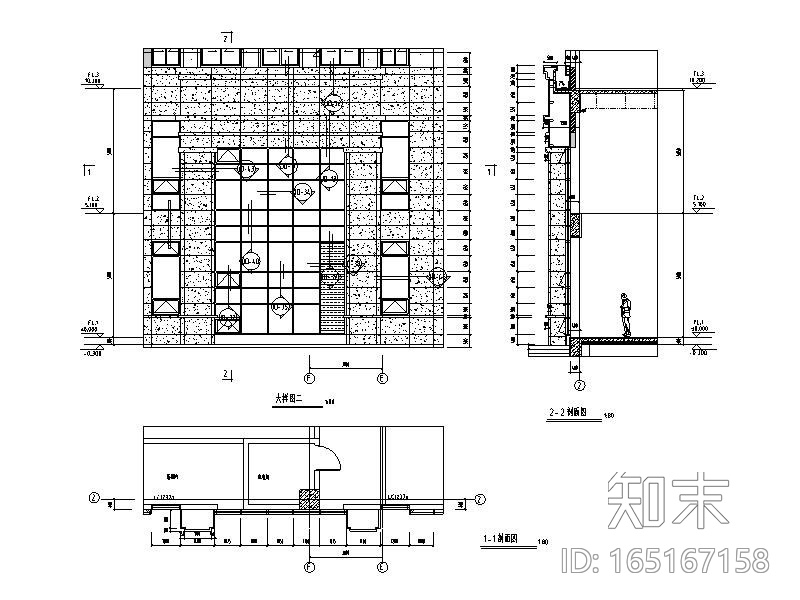12层银行办公楼石材及玻璃幕墙施工图2013cad施工图下载【ID:165167158】