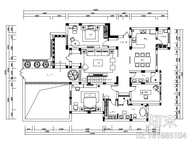 [河北]新中式别墅设计CAD施工图（含效果图）cad施工图下载【ID:161685104】