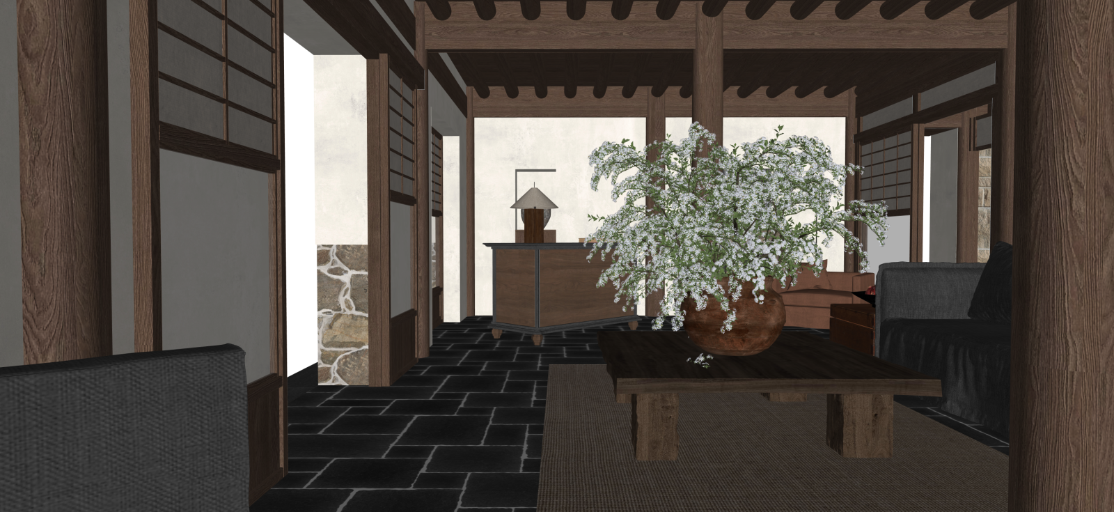 侘寂家居客厅SU模型下载【ID:1222197465】