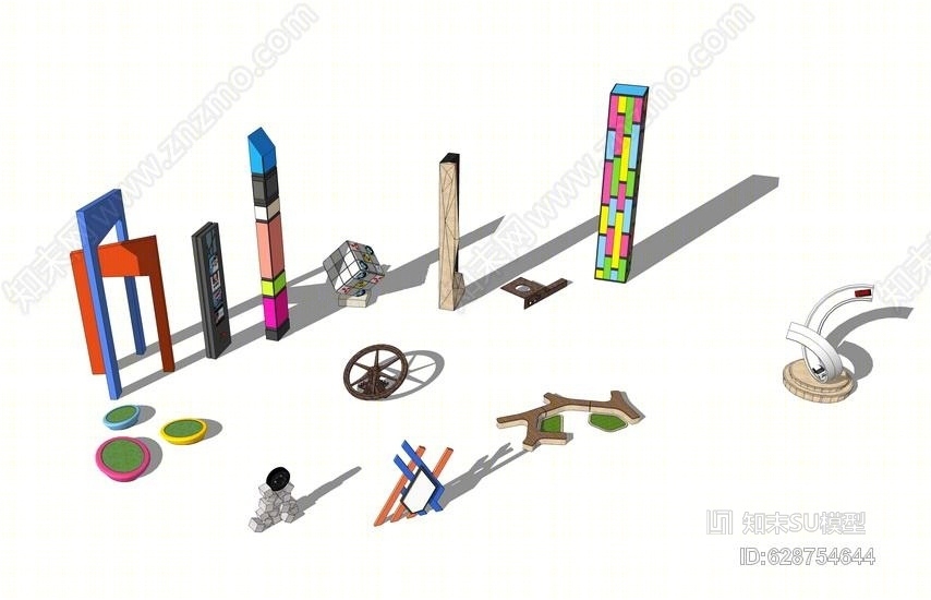 汽车主题公园小品SU模型下载【ID:628754644】