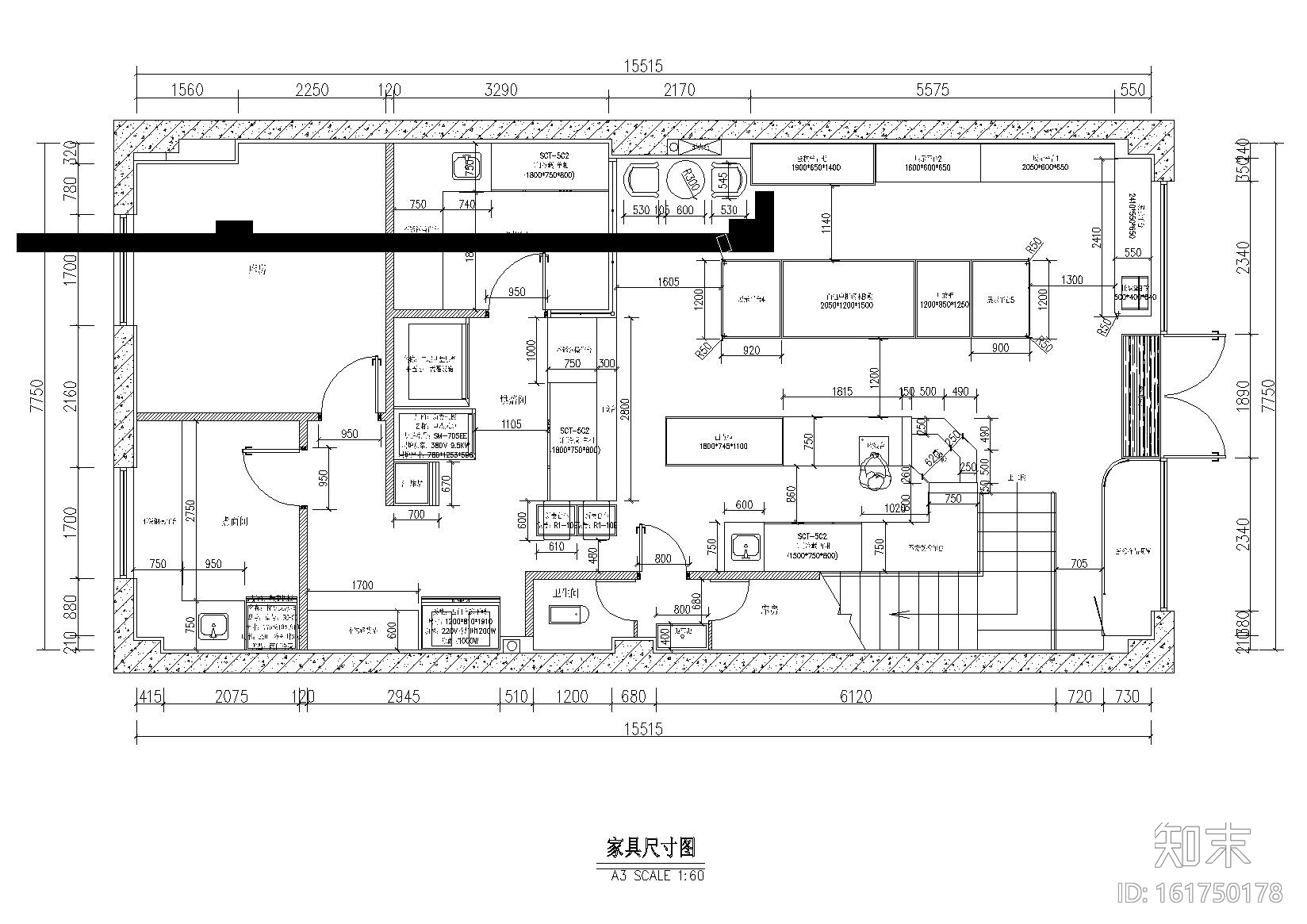 ONE CE.E大万西饼琥珀店装饰施工图+效果图cad施工图下载【ID:161750178】