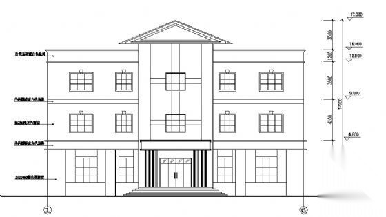 某法庭三层建筑方案图cad施工图下载【ID:151432169】