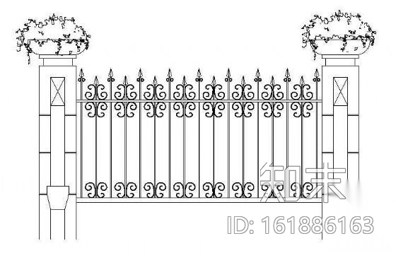 铁栅围墙cad施工图下载【ID:161886163】