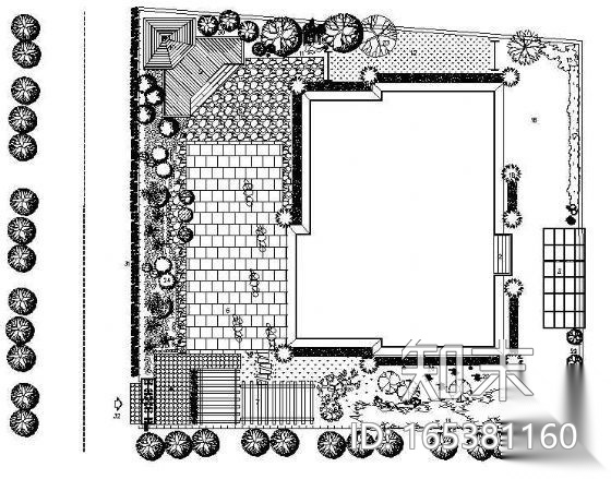 某别墅庭院绿化设计平面图cad施工图下载【ID:165381160】