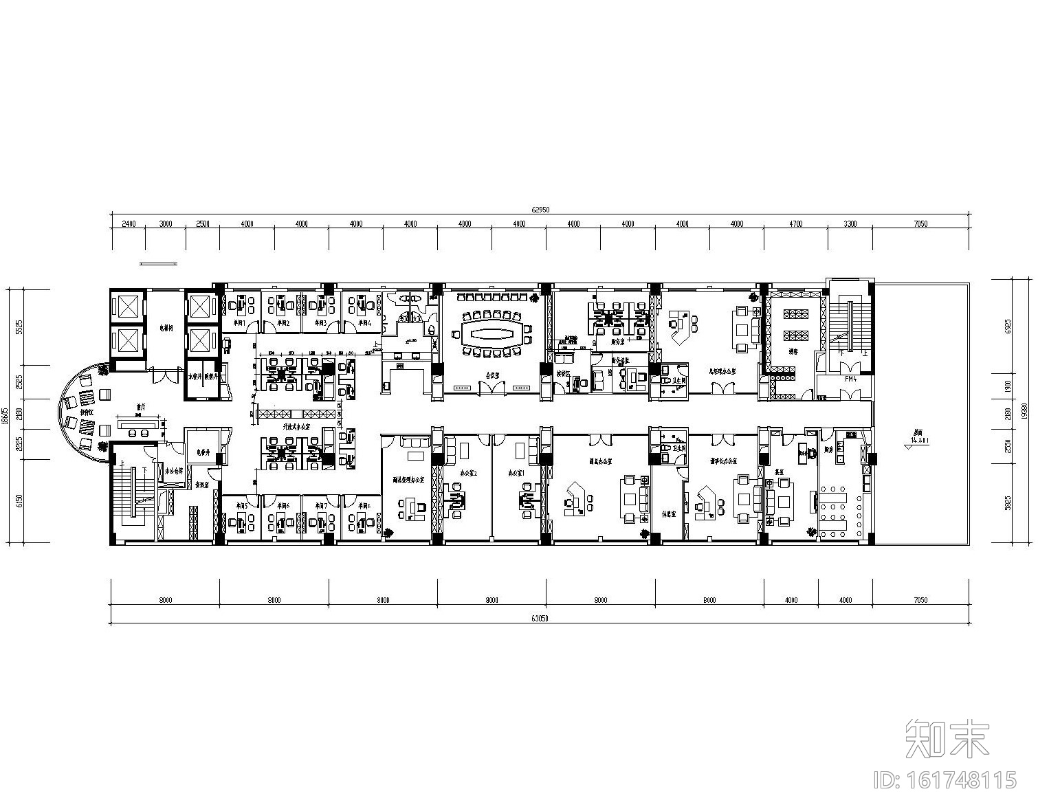 现代风格-办公楼装修设计施工图+效果图cad施工图下载【ID:161748115】