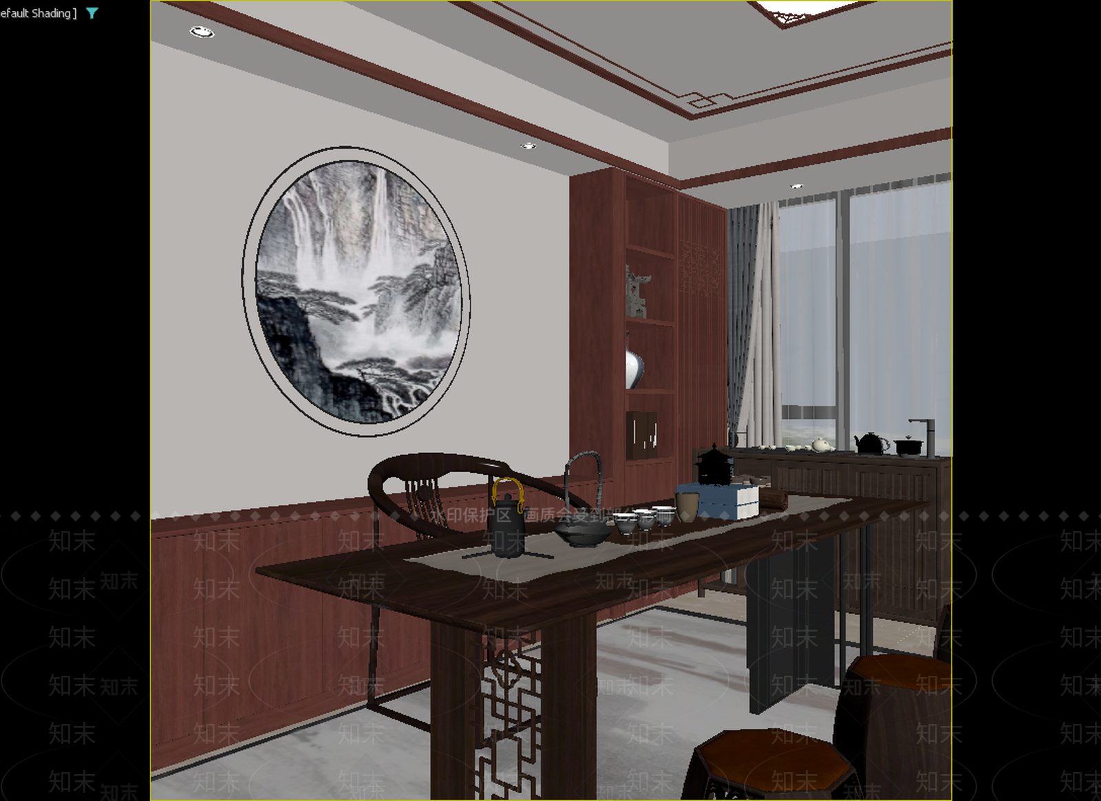 新中式茶室3D模型下载【ID:1214839381】