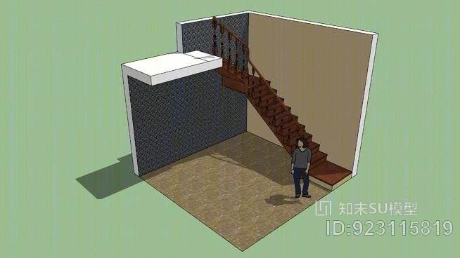 木楼梯（别墅/复式住宅）SU模型下载【ID:923115819】