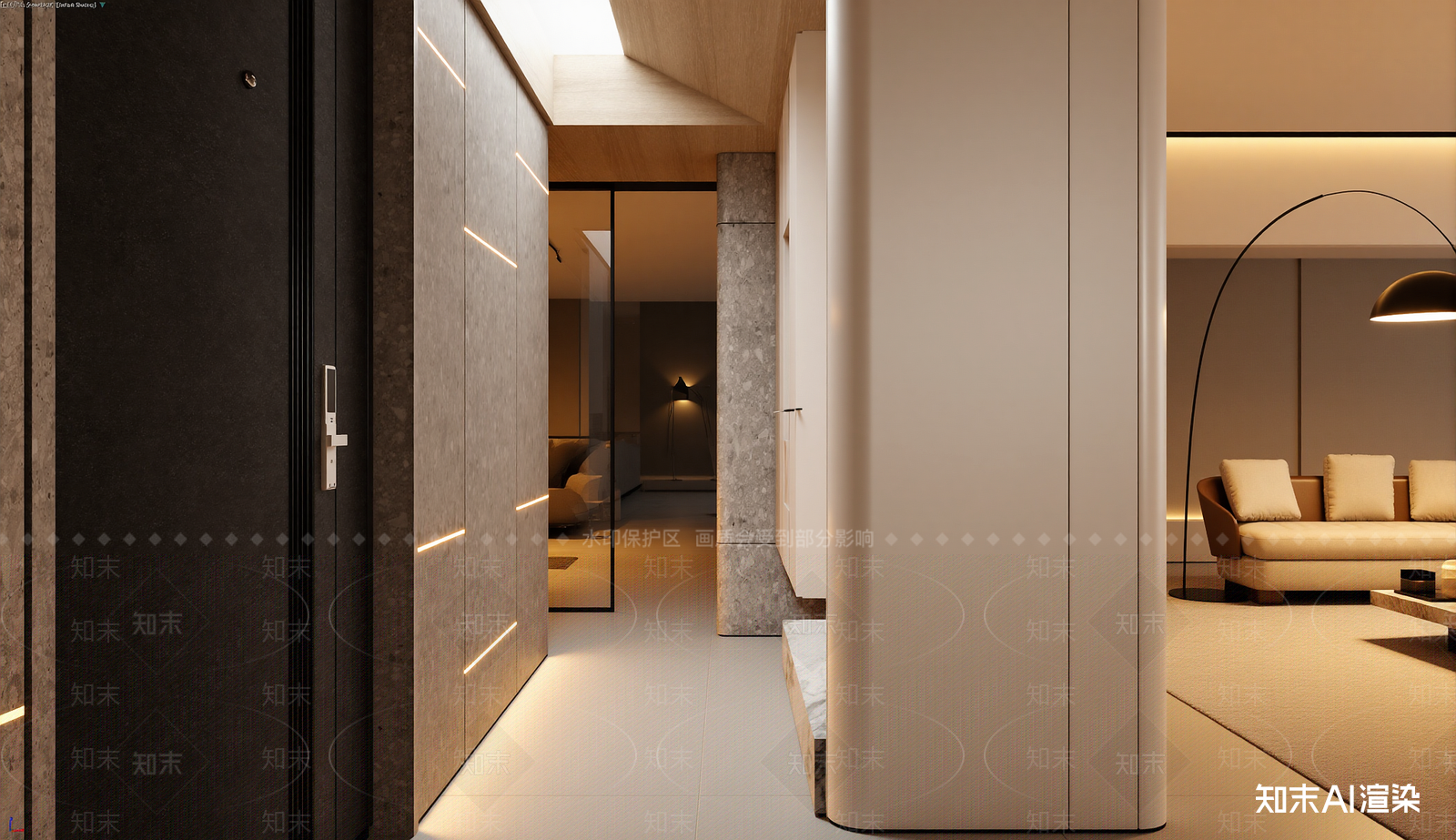 现代玄关3D模型渲染效果图