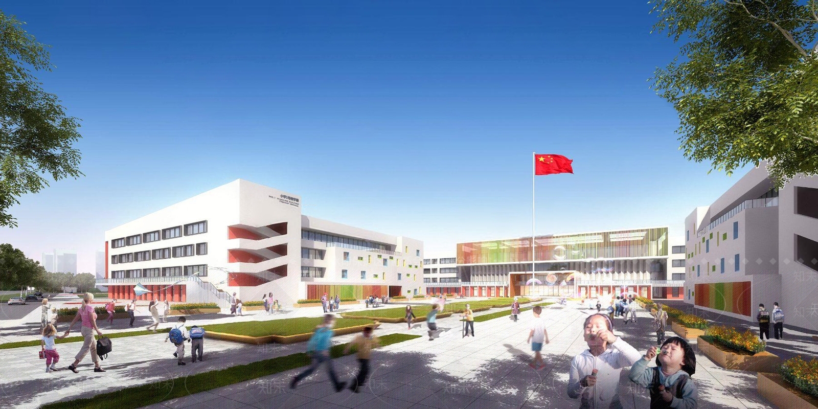 现代学校建筑外观3D模型下载【ID:1117529220】
