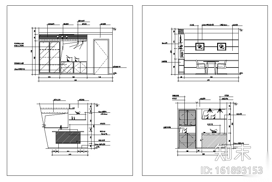 餐厅经典分空间CAD立面图库cad施工图下载【ID:161893153】