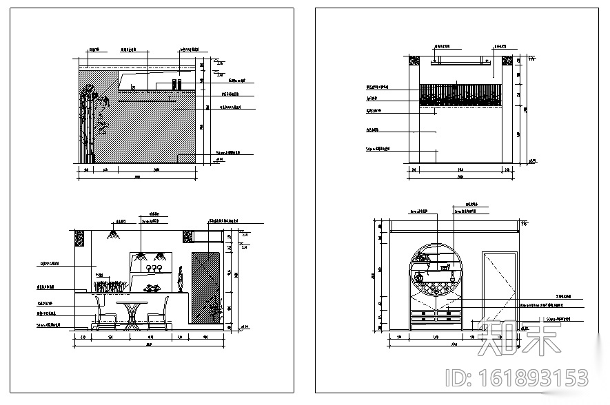 餐厅经典分空间CAD立面图库cad施工图下载【ID:161893153】