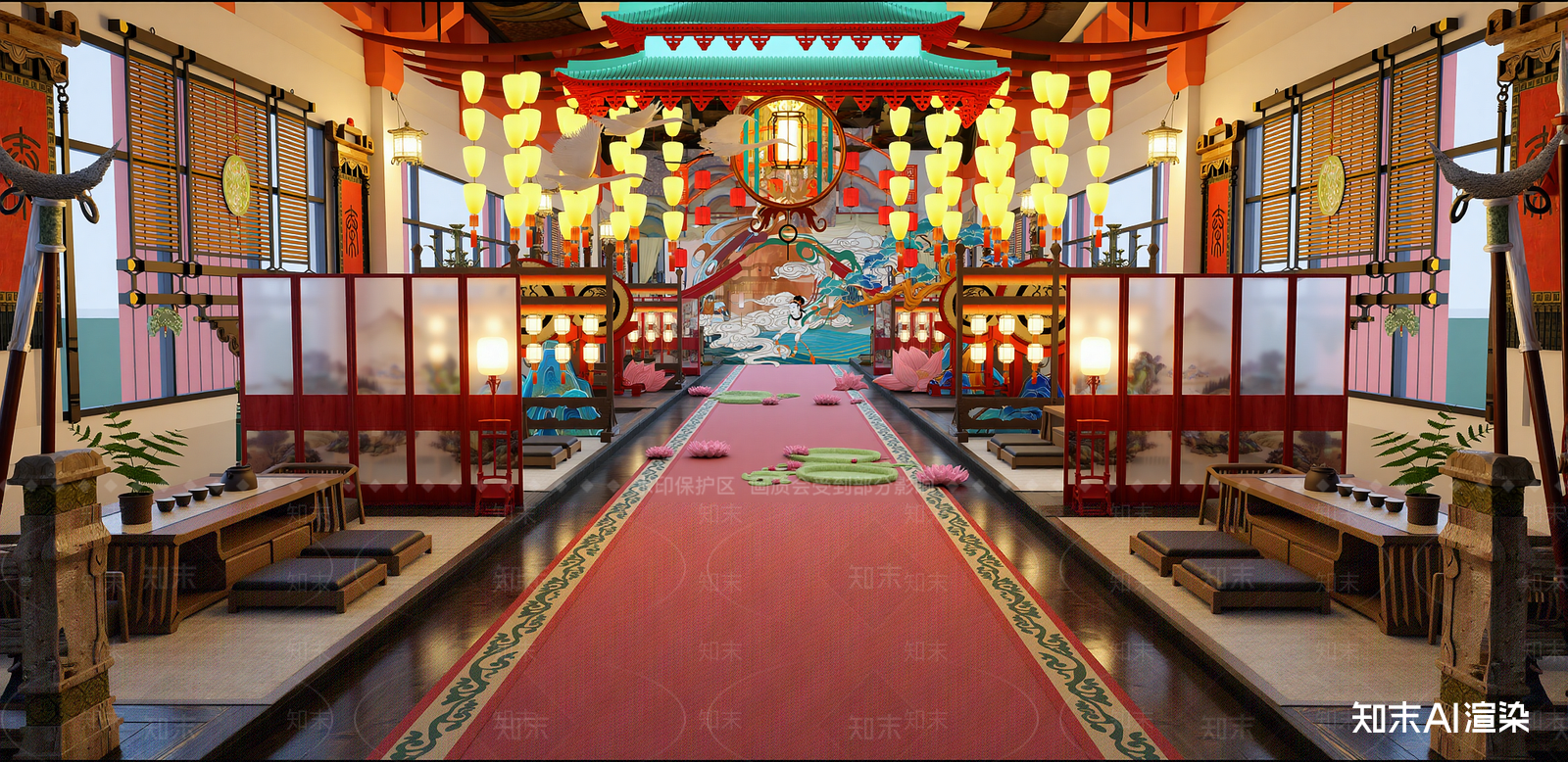 新中式茶餐厅SU模型下载【ID:1216027605】