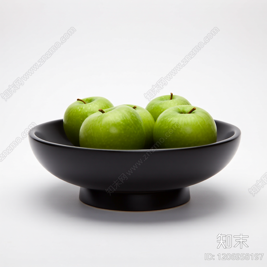 果盘带青苹果装饰3D模型下载【ID:1206958197】