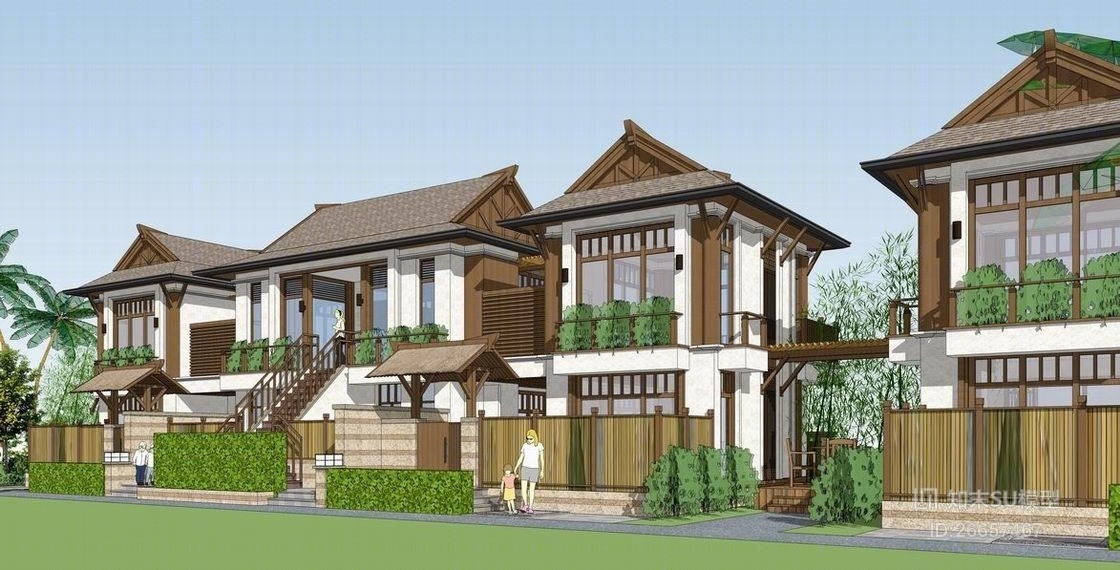 傣式别墅SU模型下载【ID:26657467】