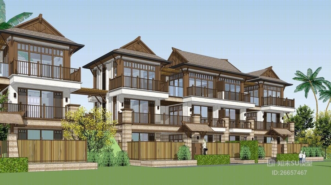 傣式别墅SU模型下载【ID:26657467】