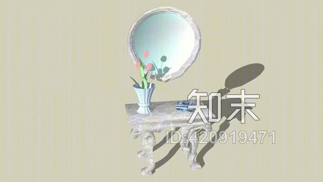 带镜子的桌子SU模型下载【ID:420919471】