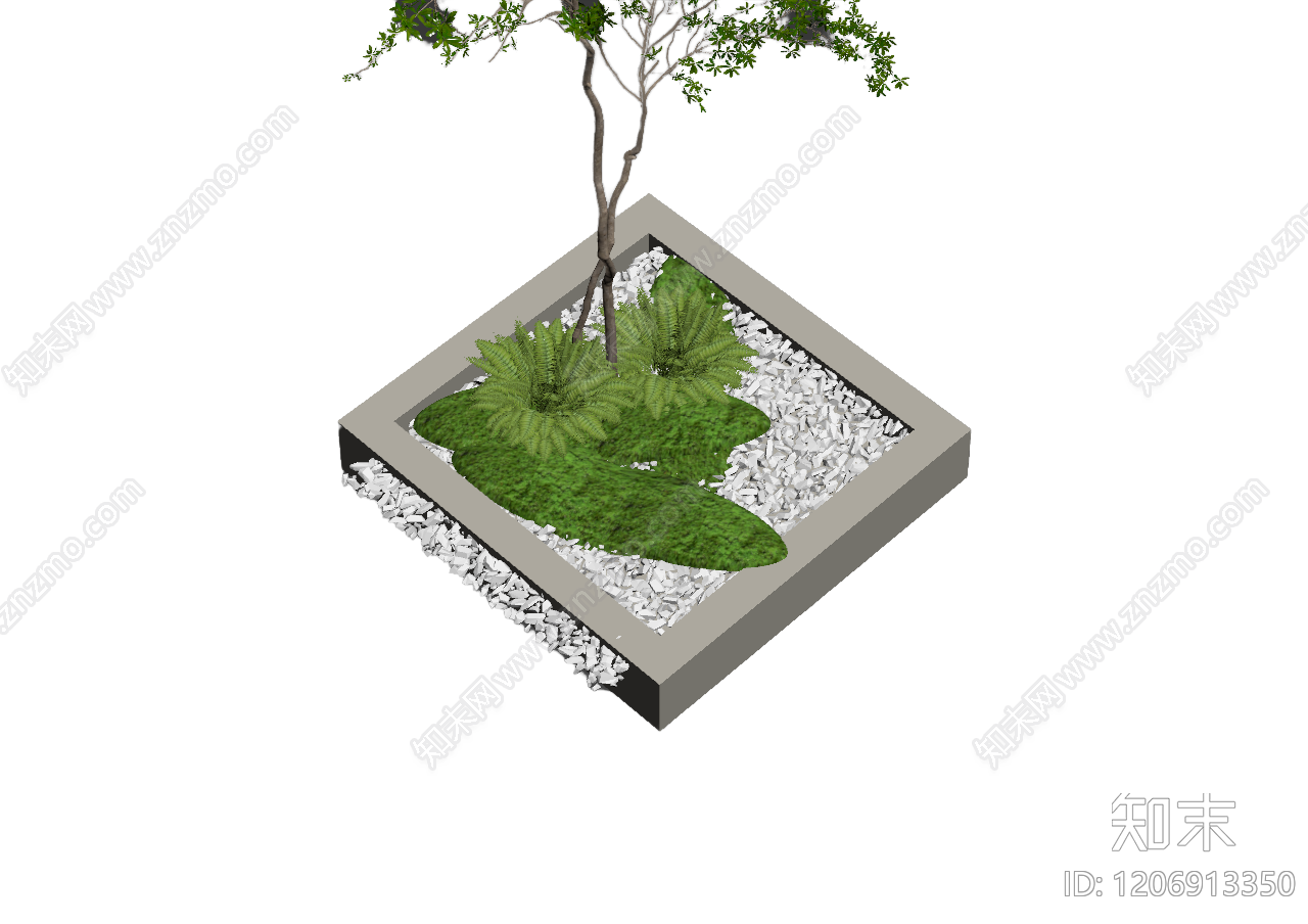 盆栽植物组合体3D模型下载【ID:1206913350】