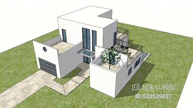现代别墅SU模型下载【ID:922029827】