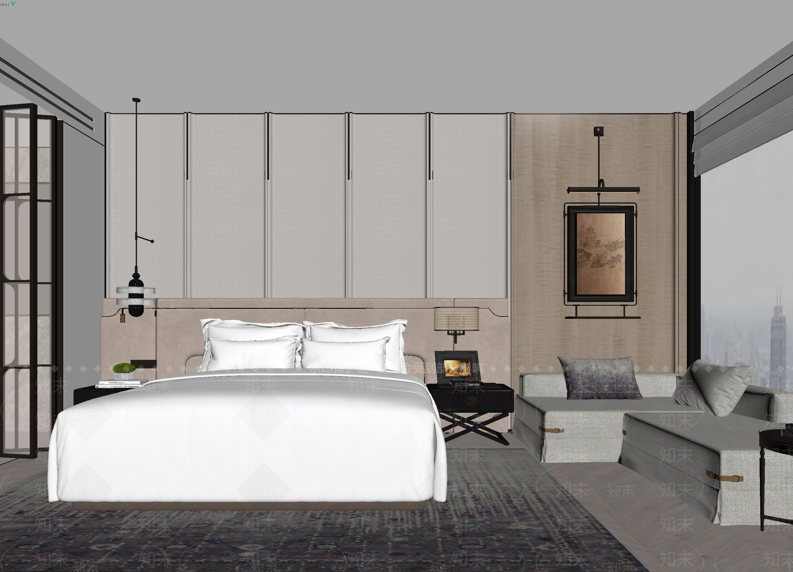 现代酒店客房3D模型下载【ID:1214751144】