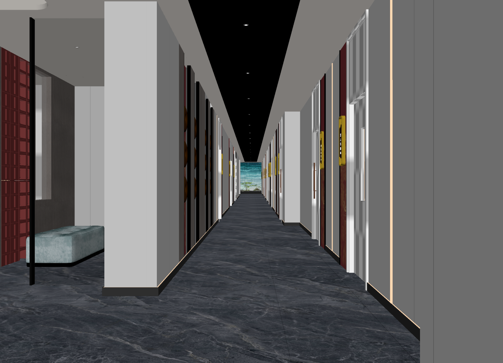 现代酒店走廊3D模型下载【ID:1215061146】