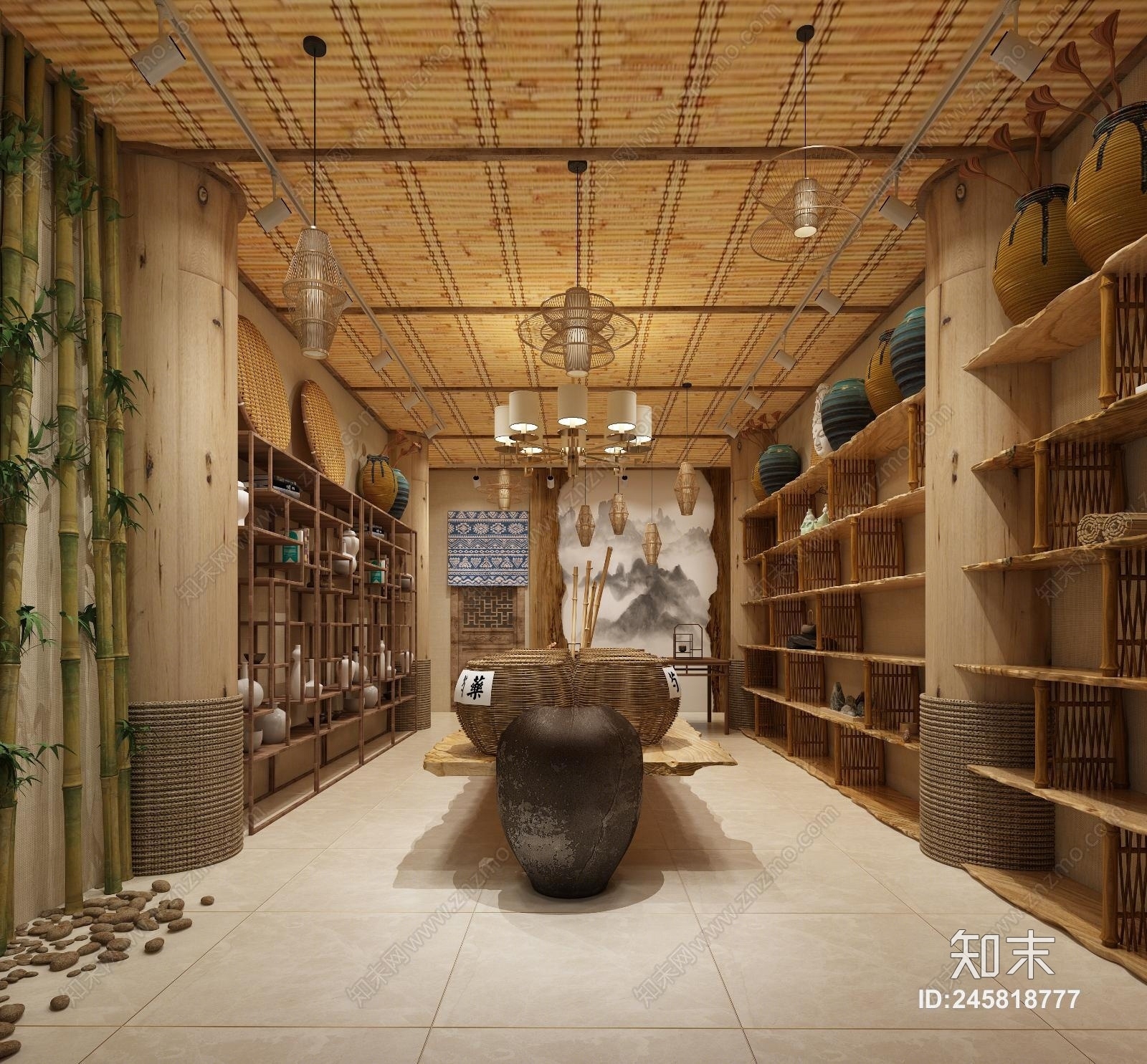新中式药店3D模型下载【ID:245818777】