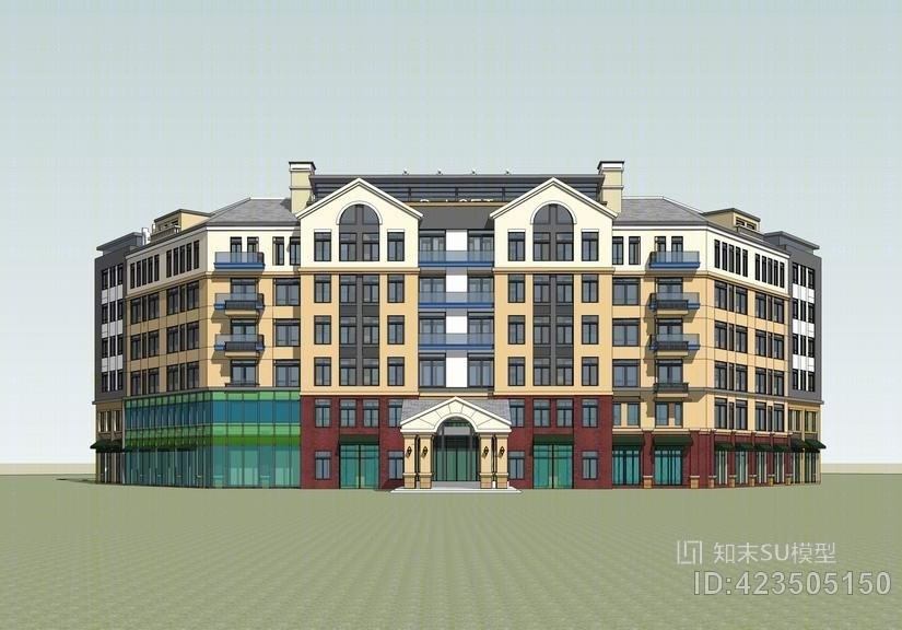 法式U型酒店SU模型下载【ID:423505150】