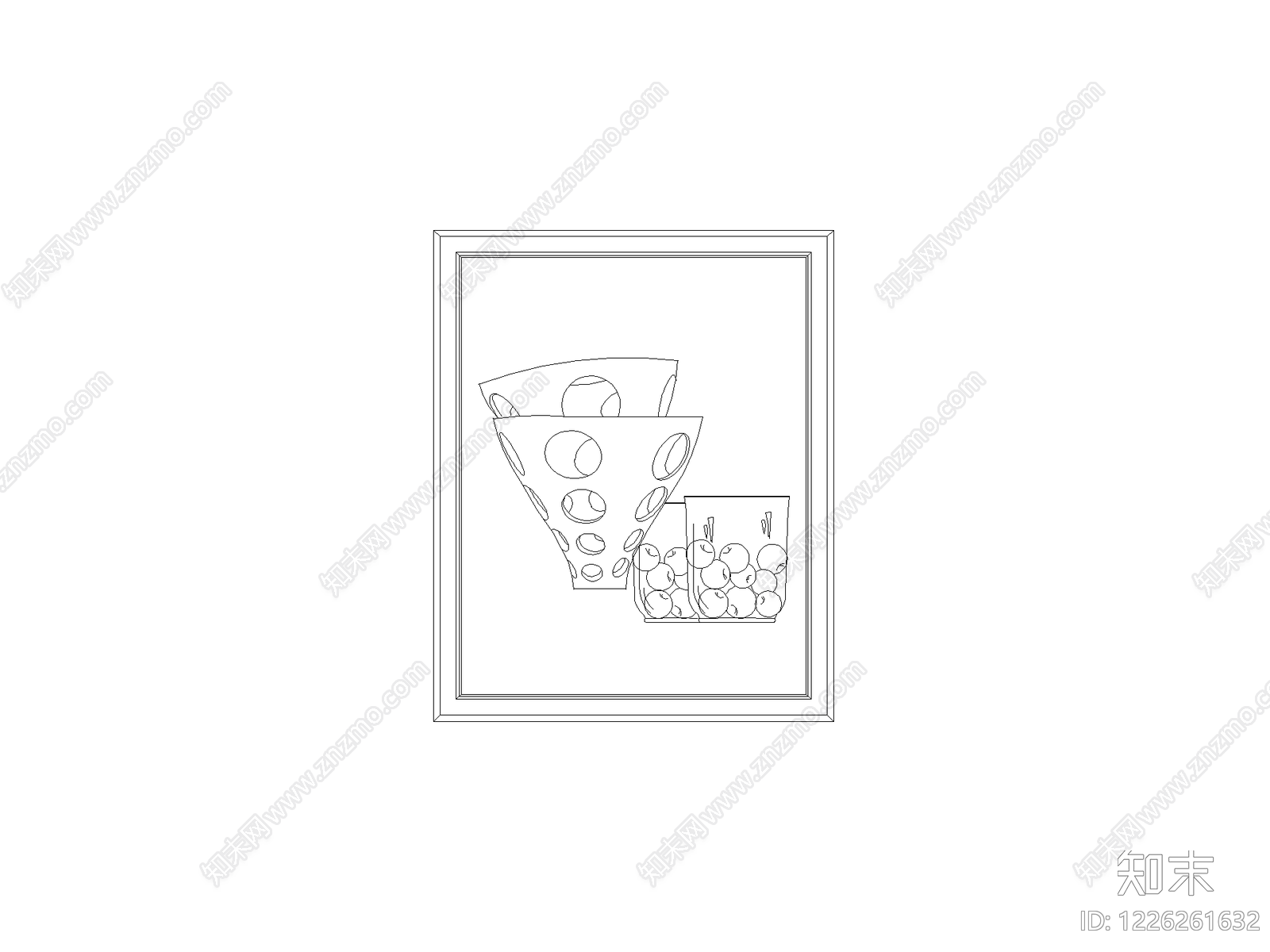 陈设类立面挂画cad施工图下载【ID:1226261632】