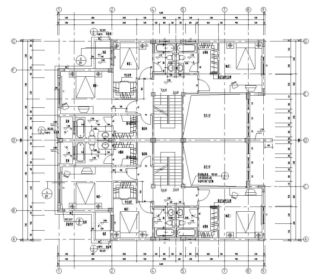 [广东]世纪海怡花园别墅建筑施工图设计cad施工图下载【ID:149891144】