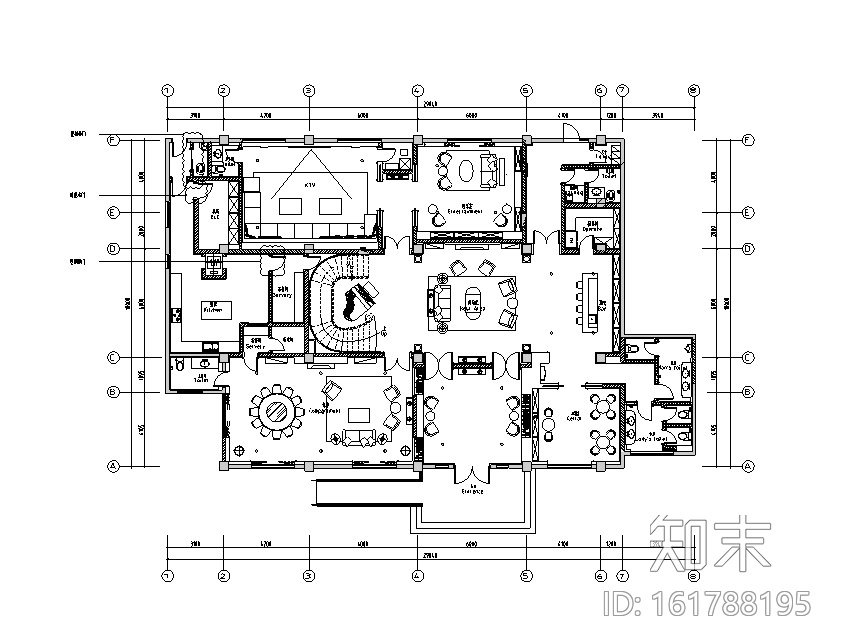 奢华法式风格会所室内设计施工图（附效果图）cad施工图下载【ID:161788195】