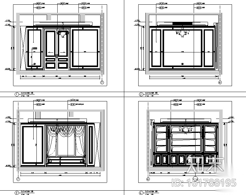 奢华法式风格会所室内设计施工图（附效果图）cad施工图下载【ID:161788195】