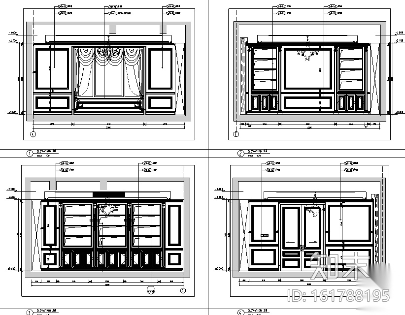 奢华法式风格会所室内设计施工图（附效果图）cad施工图下载【ID:161788195】