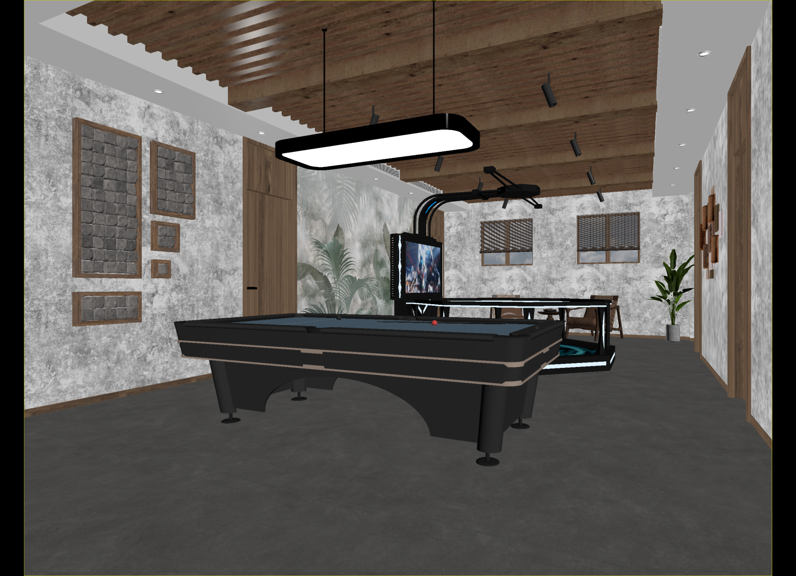侘寂台球室3D模型下载【ID:1214300870】
