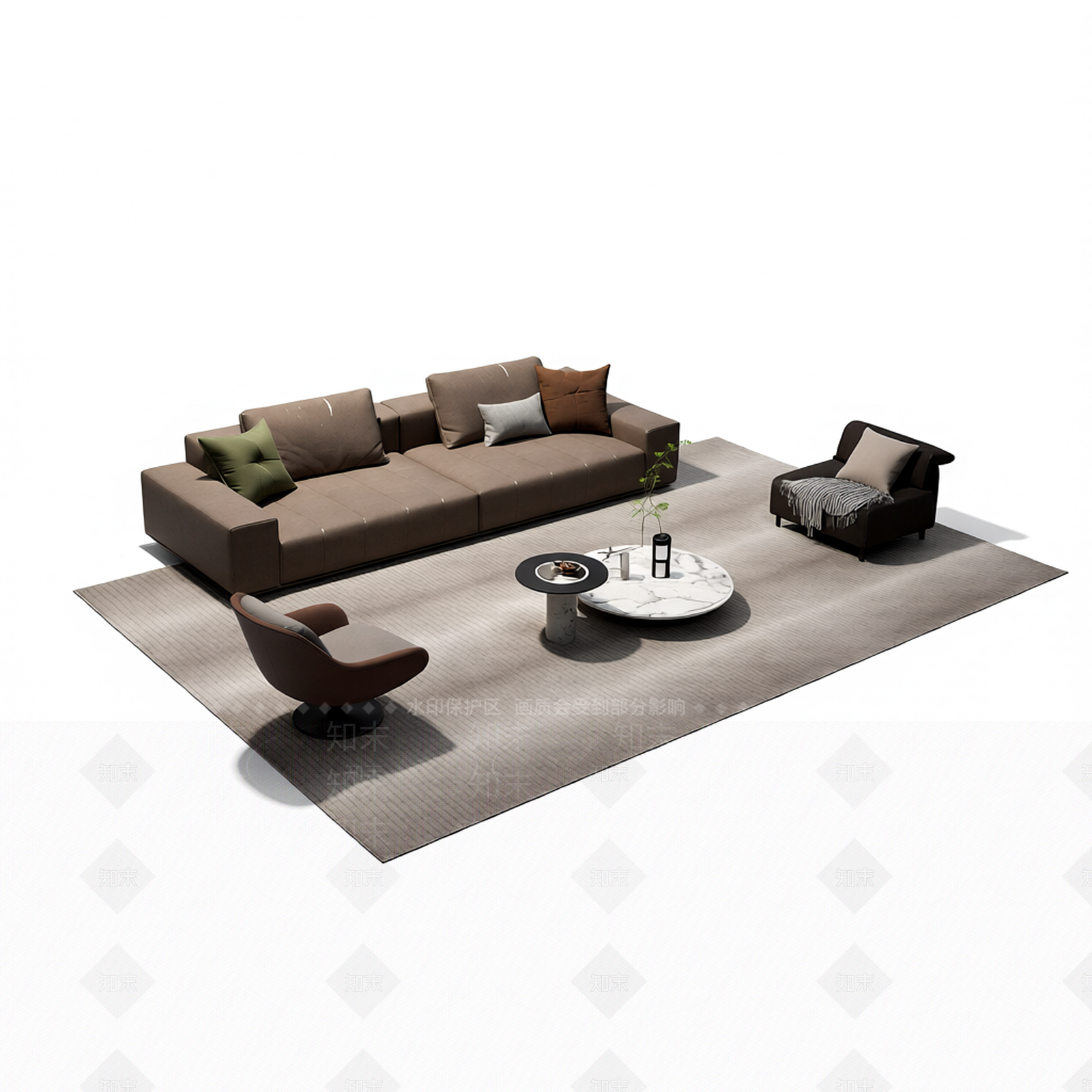 现代客厅家具组合3D模型下载【ID:1206195365】