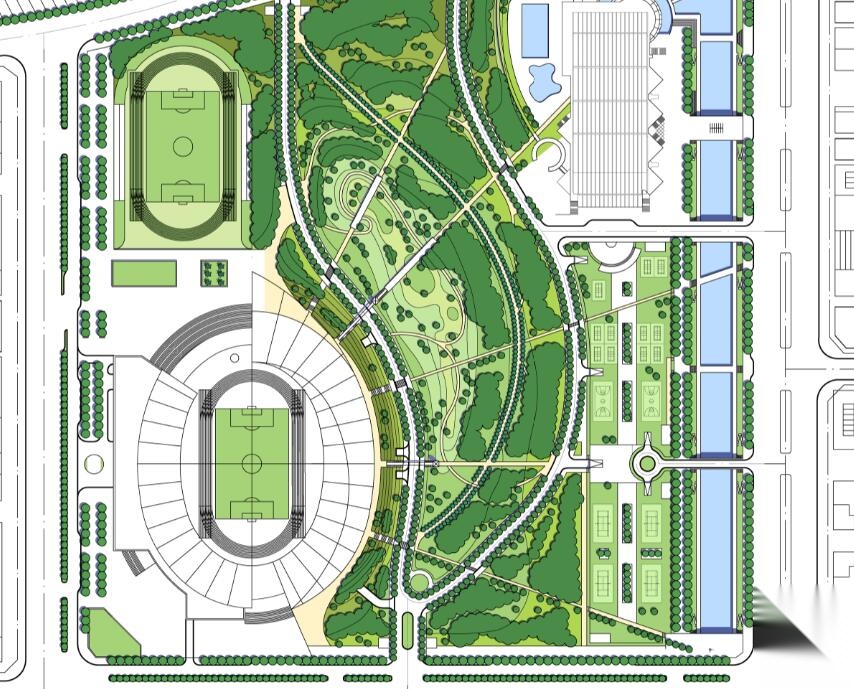 [广东]佛山市体育中心规划与建筑方案文本cad施工图下载【ID:165150172】