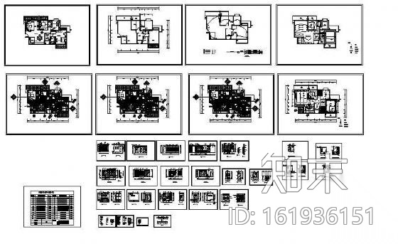 小三居的室内设计cad施工图下载【ID:161936151】