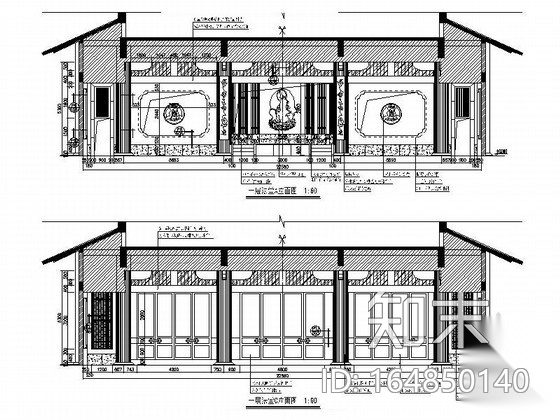 [浙江]佛门胜地藏经楼室内装修图（含效果）cad施工图下载【ID:164850140】