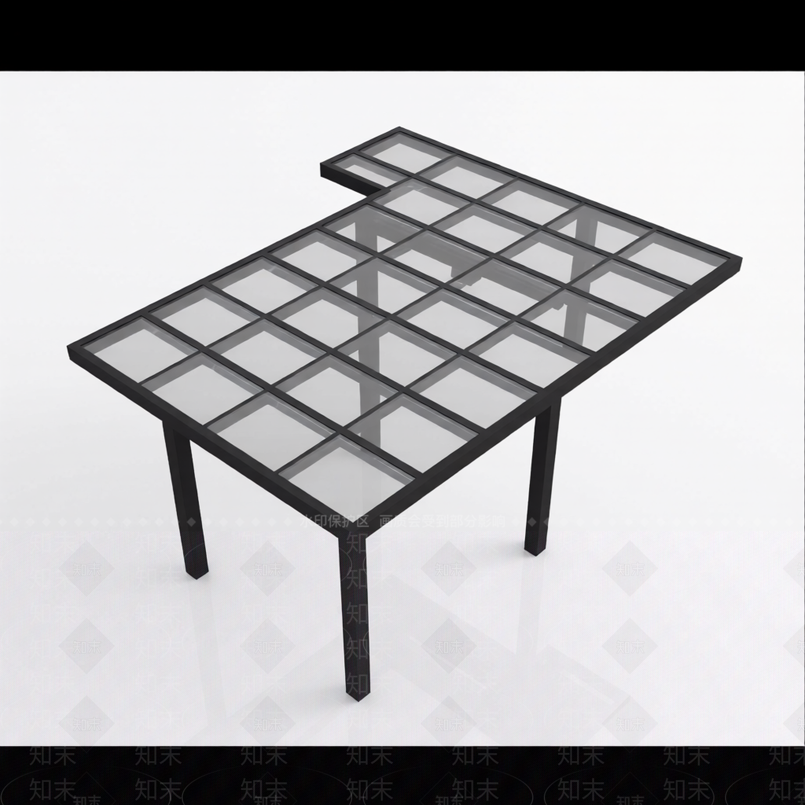 L形网格腿桌3D模型下载【ID:1206198695】