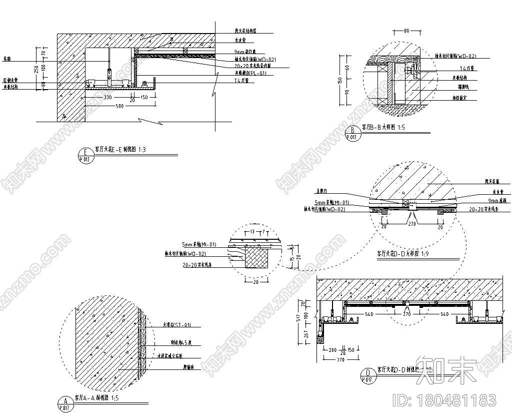 东南亚风三居室户型样板房装修施工图设计cad施工图下载【ID:180481183】