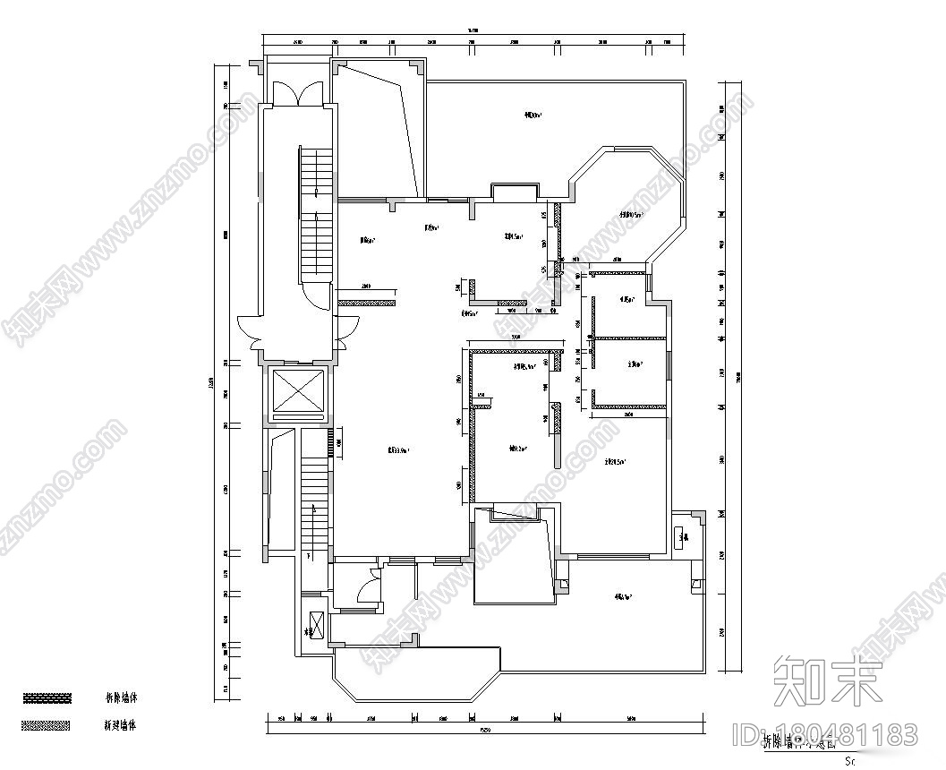 东南亚风三居室户型样板房装修施工图设计cad施工图下载【ID:180481183】